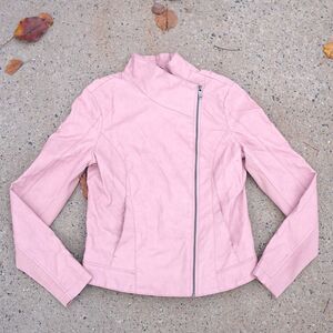 Anthropologie Ripley Faux Leather Moto Jacket Blush Pink Vegan XS Biker